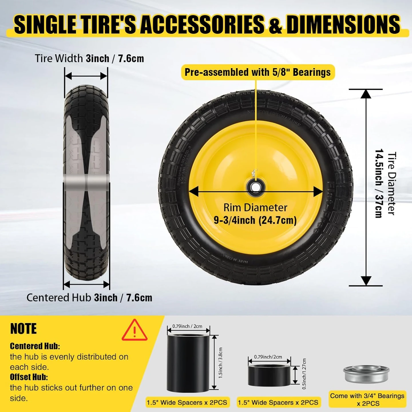 Heavy Duty Flat-Free Wheelbarrow Tire - photo 3