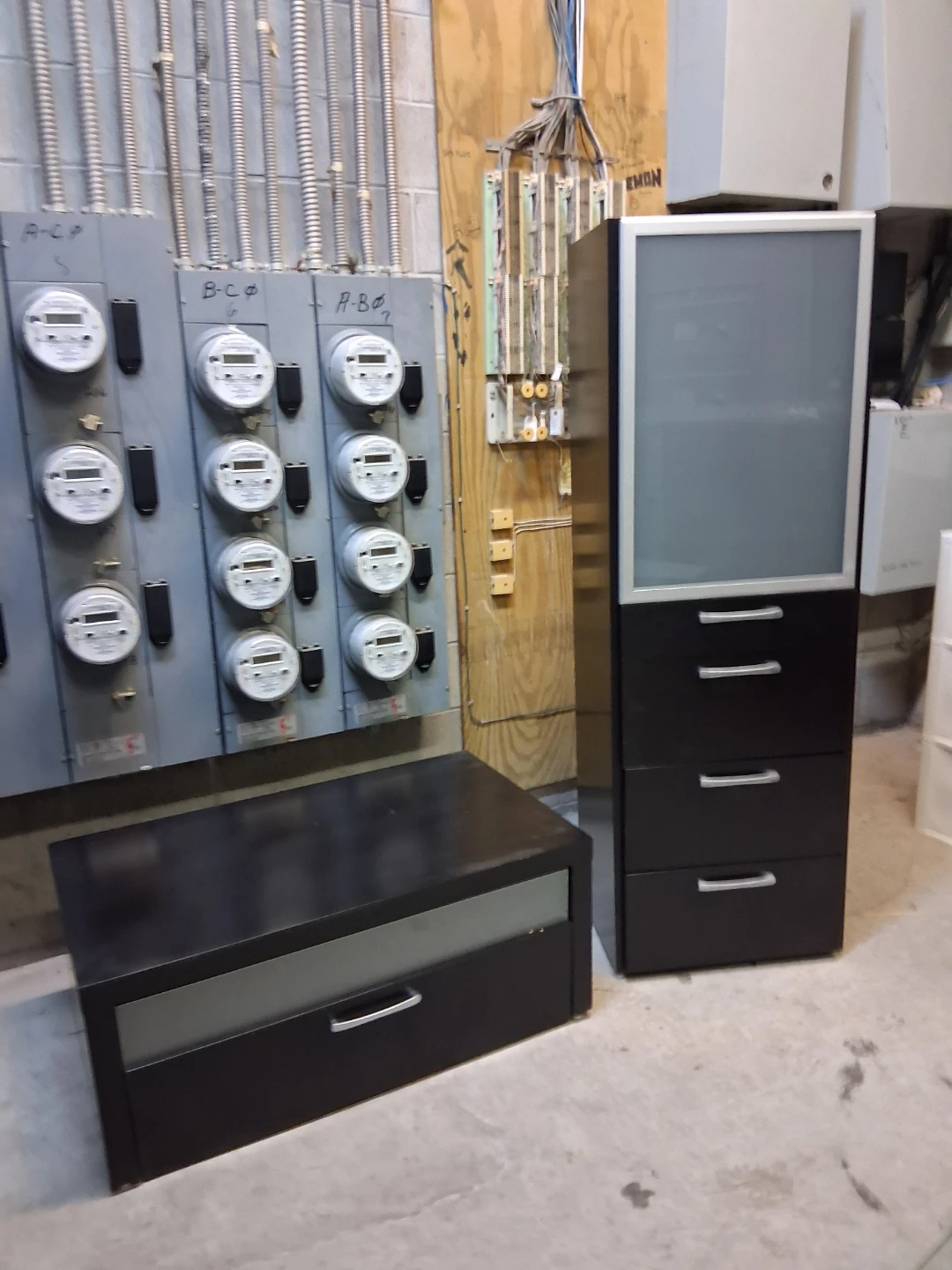 Modern Black and Frosted Glass Storage Set