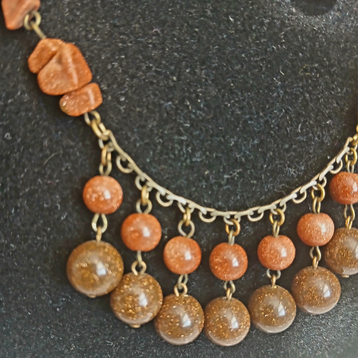 Goldstone Beaded Necklace and Earring Set - photo 4