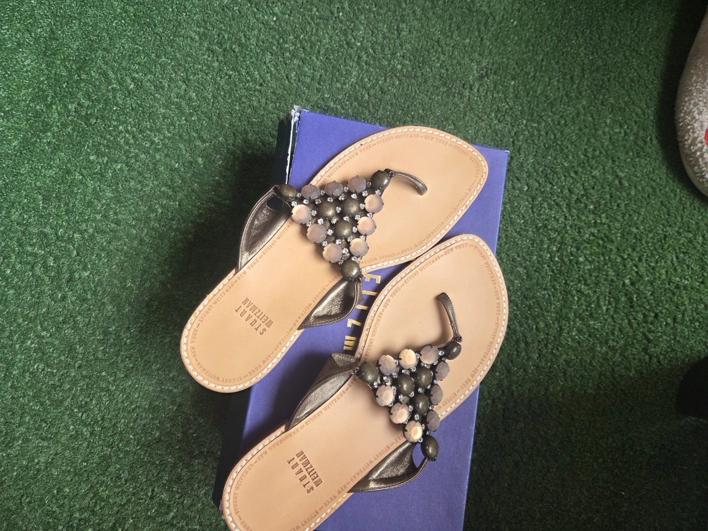 Stuart Weitzman Geegaw Sandals Brass Mordore Size 8B - photo 2