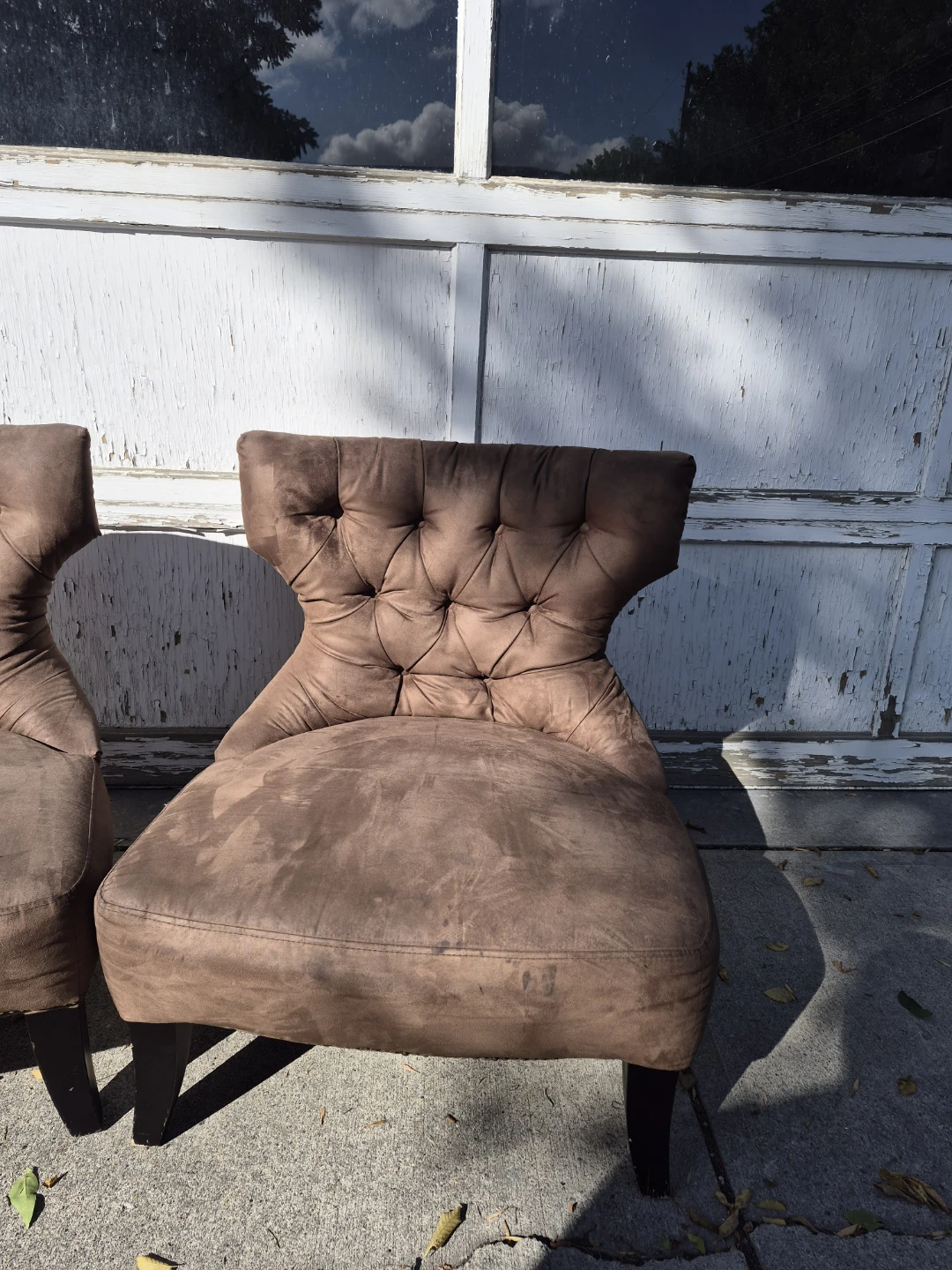 Two Brown Tufted Accent Chairs - photo 4
