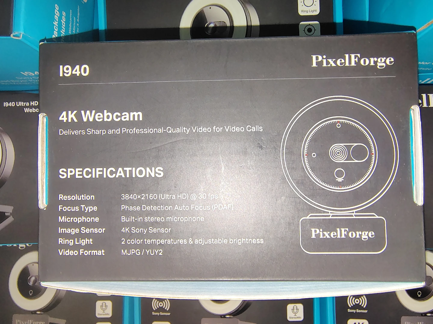 PixelForge 1940 4K Ultra HD Webcam with Built-in Ring Light - photo 3