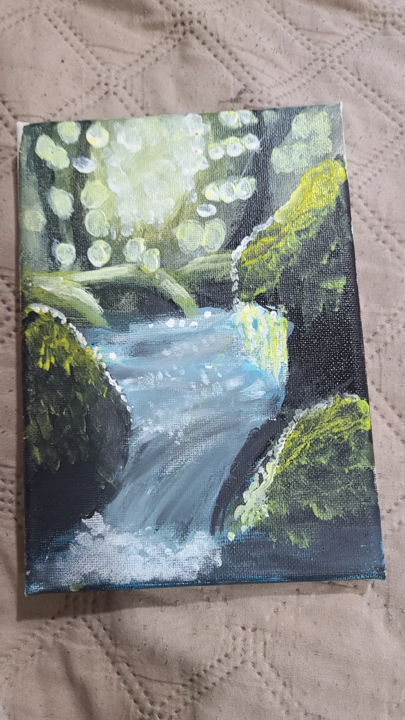 Small hand-painted waterfall canvas