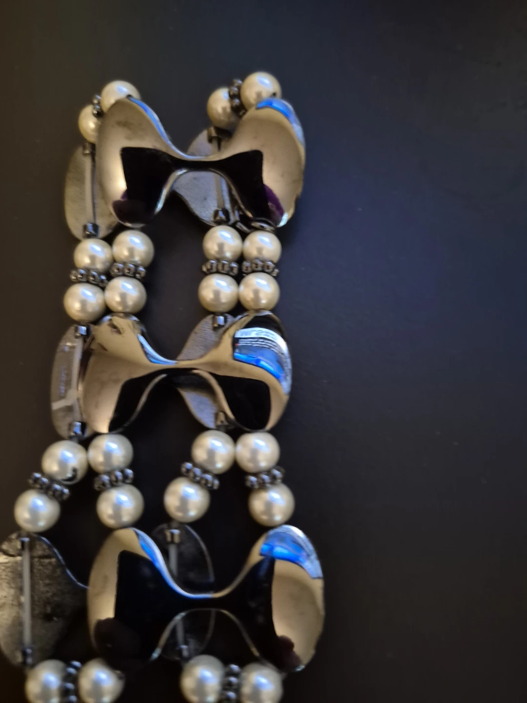 Faux Pearl and Silver Tone Bracelet