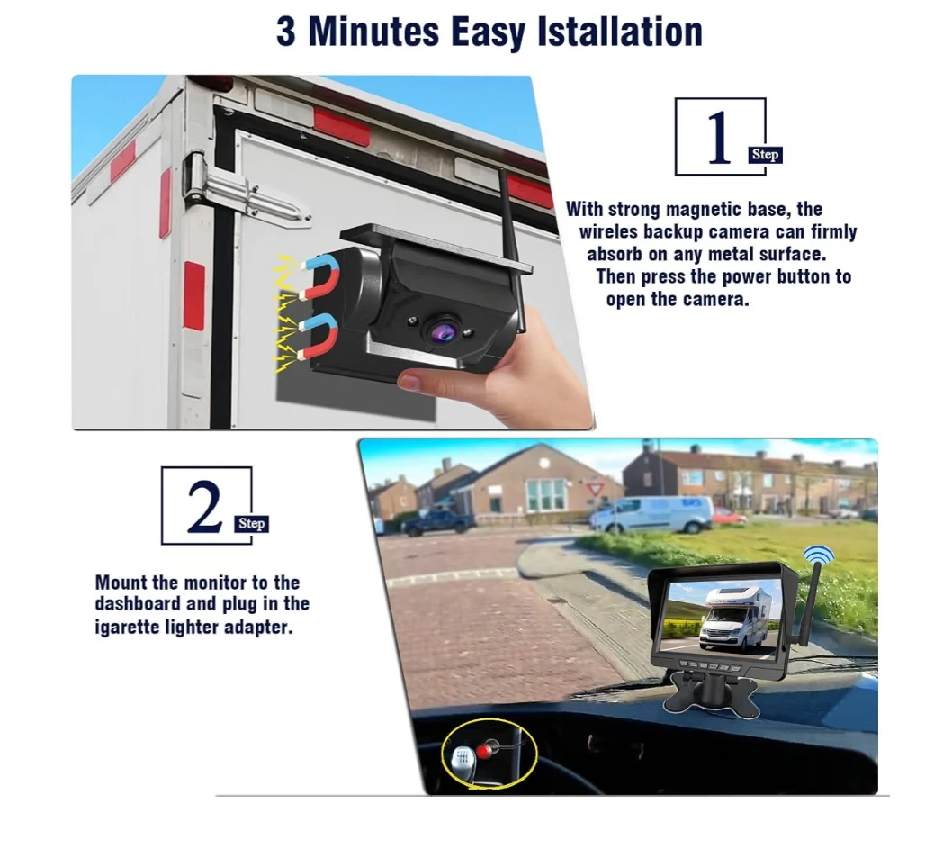Backup Camera with Monitor 2 pcs Wireless Solar - photo 5