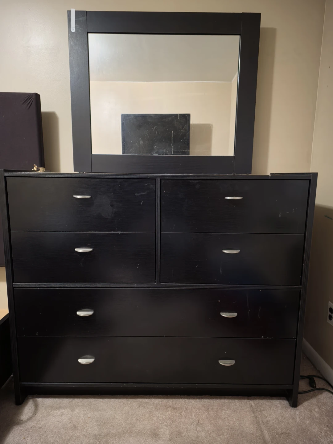 Black Wooden Dresser with Mirror. Must pick up ozone park