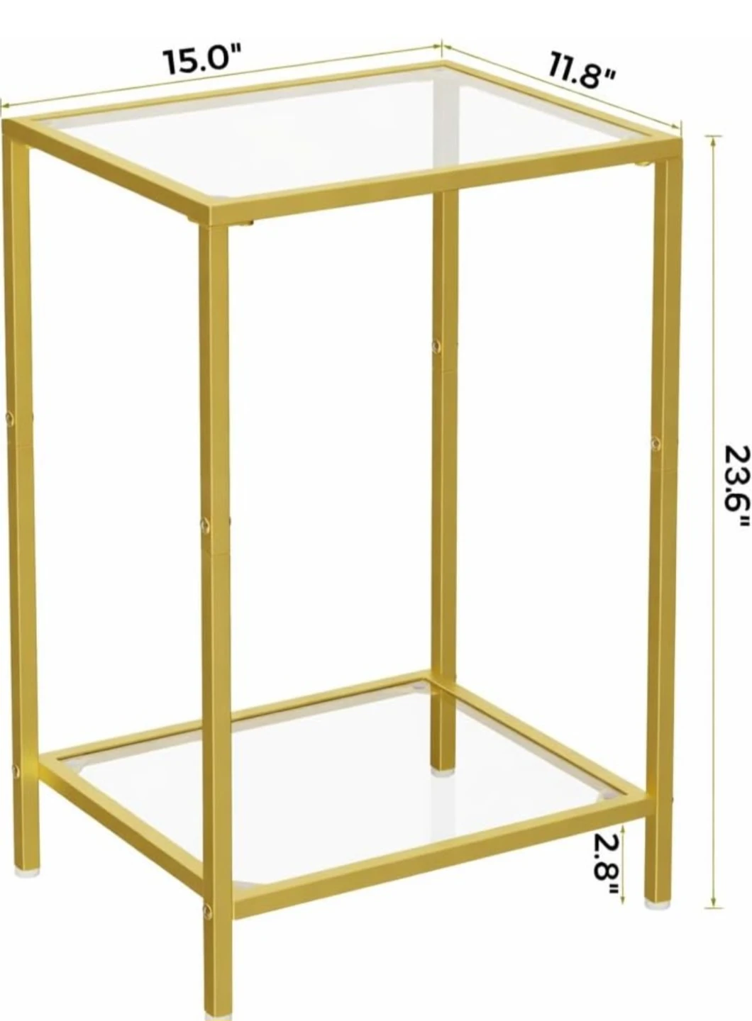 Set Gold Metal and Glass Side Table - photo 3