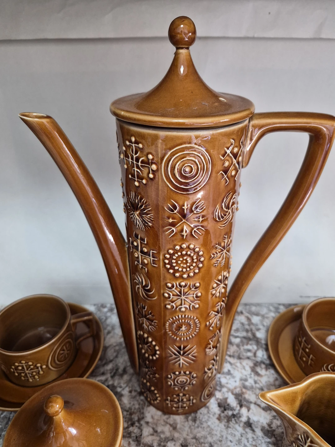 Vintage Brown Ceramic Coffee Set🏈 - photo 2