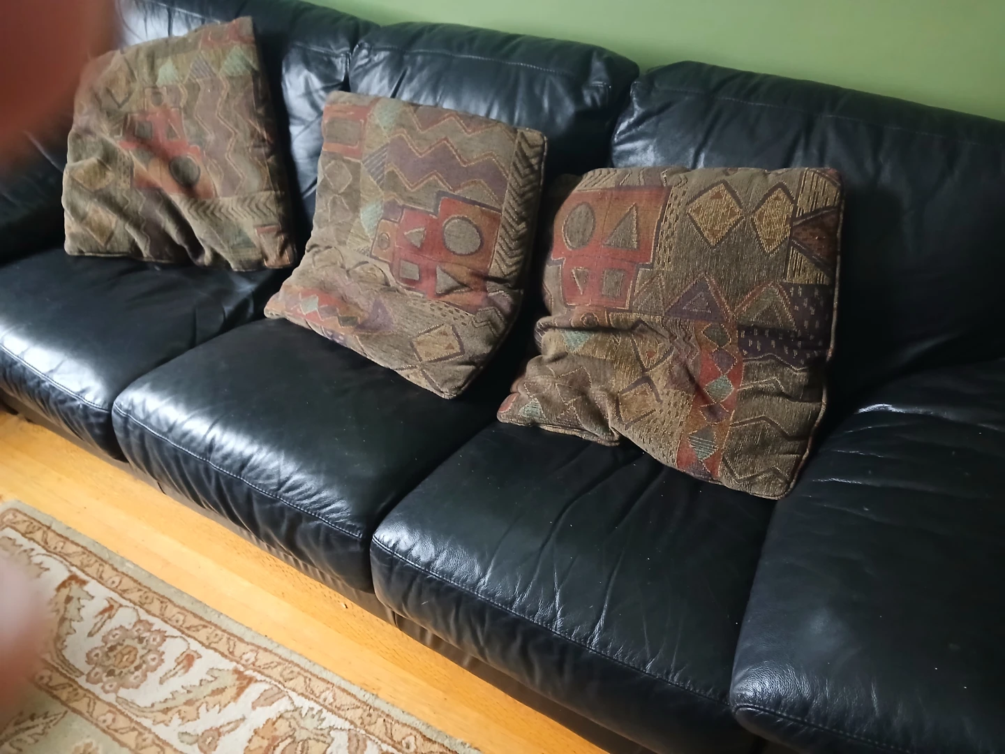 Black Leather Sofa and Love Seat
