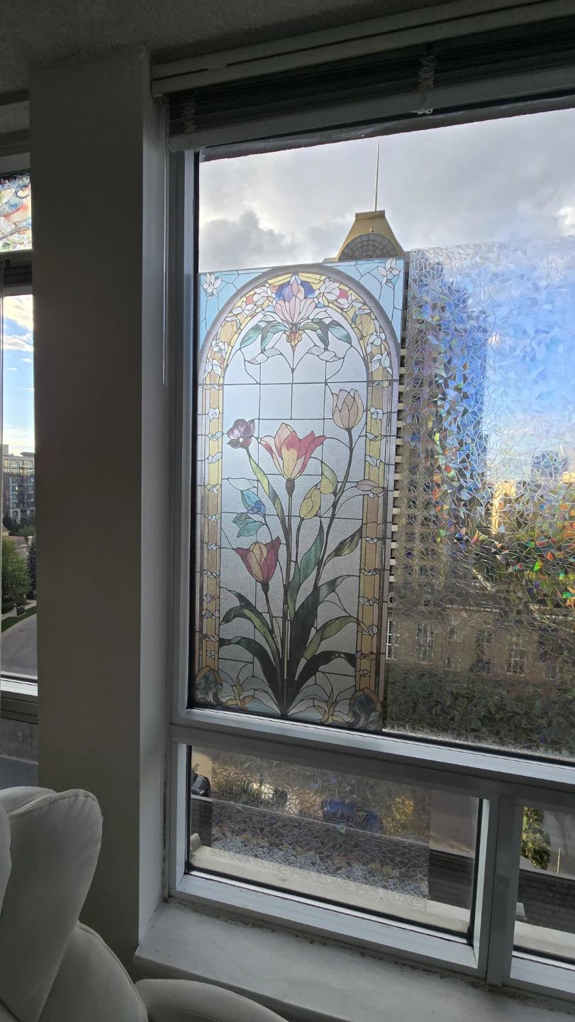 Pair of Stained Glass Style Tulip Window Film - photo 2