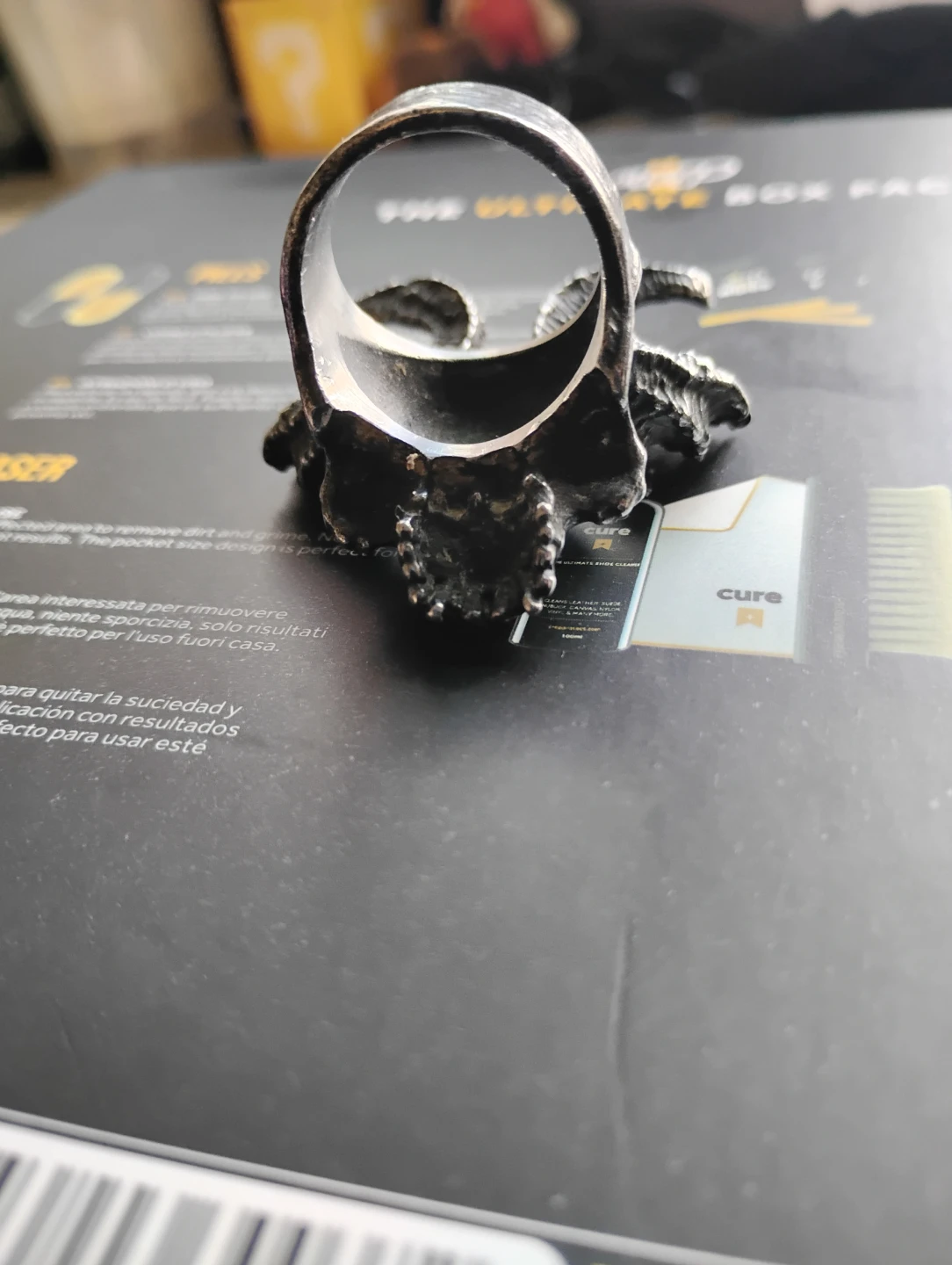Horned skull ring mens - photo 3