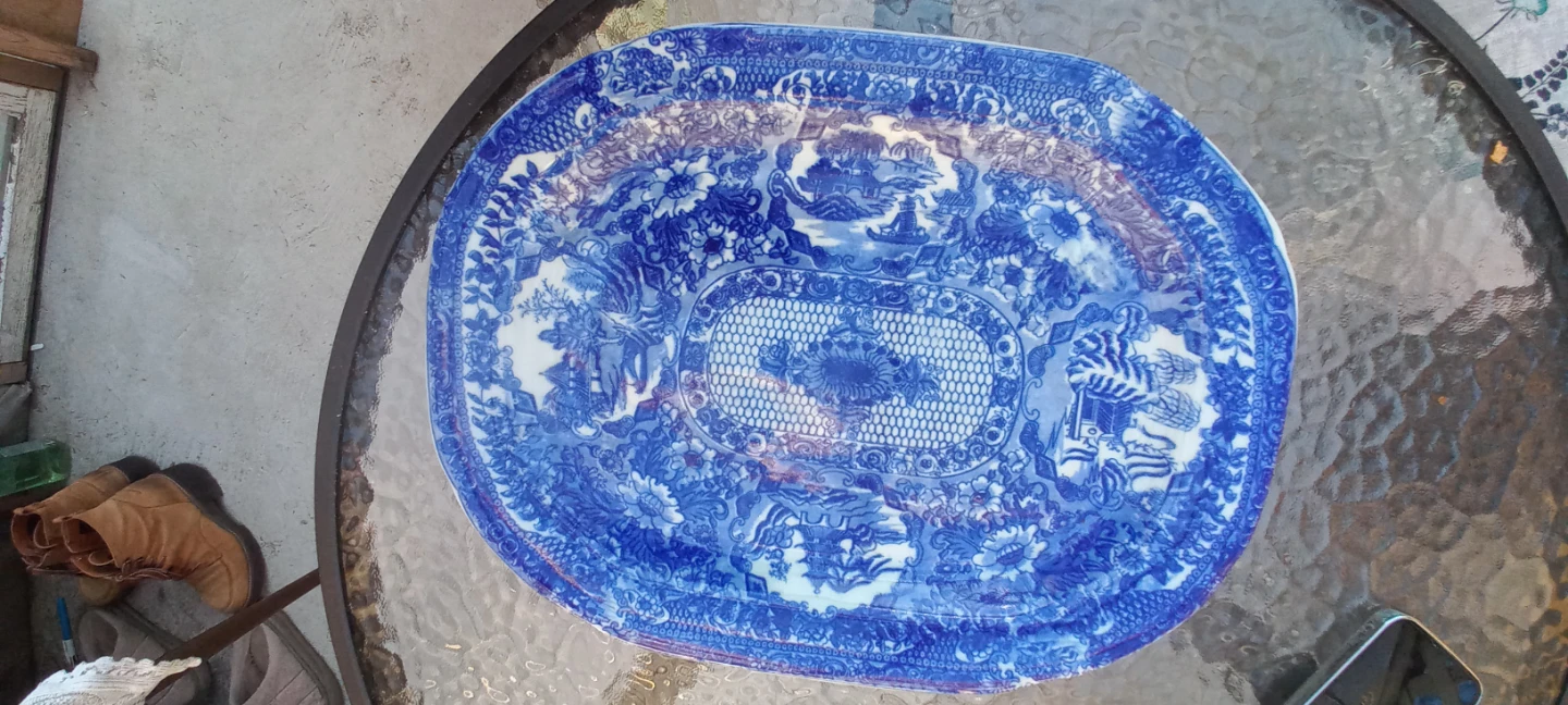 Blue and White Ceramic Serving Platter - photo 3