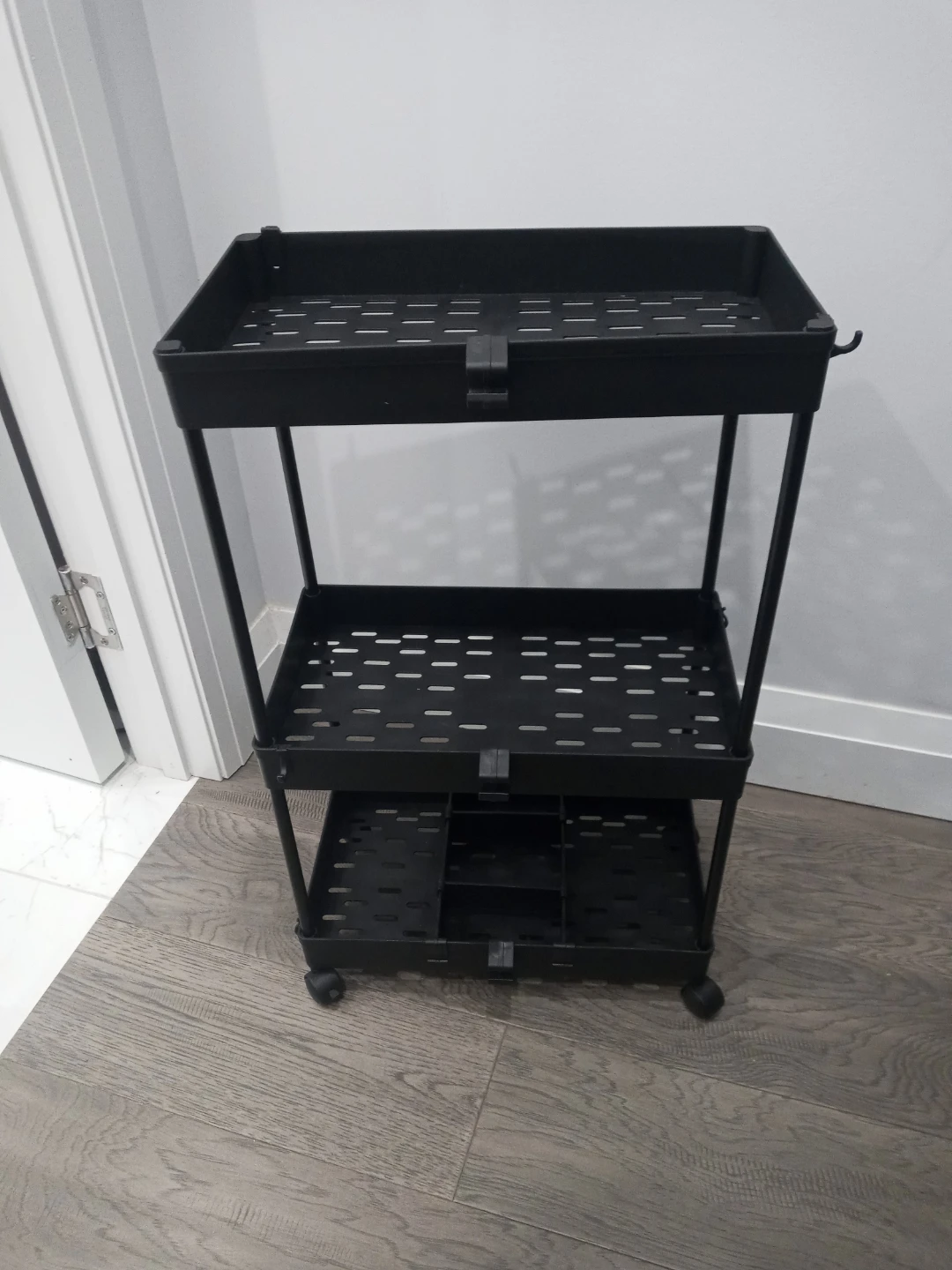 3-Tier Black Storage Rolling Cart
