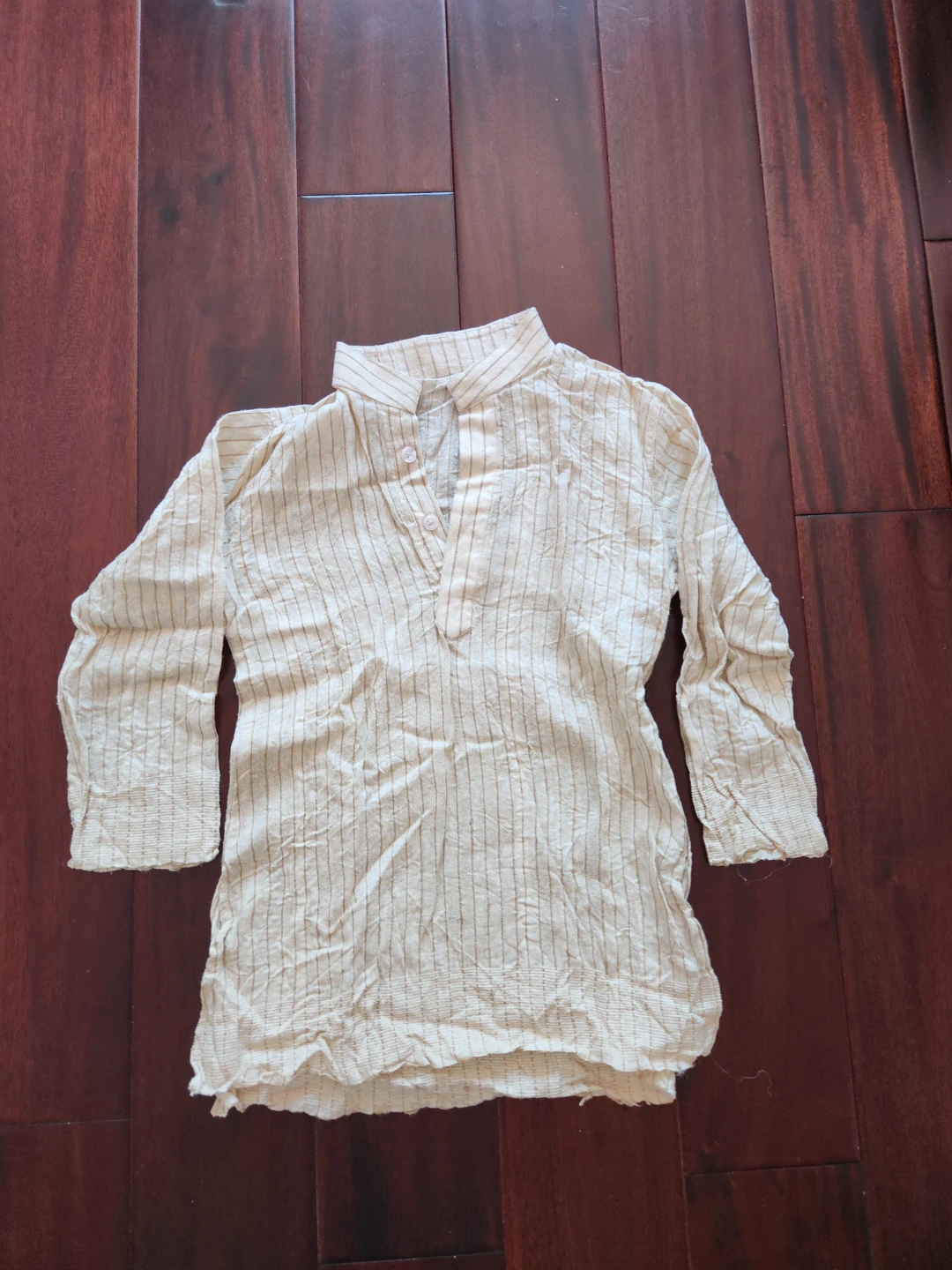 Striped Mandarin Collar Shirt - photo 2
