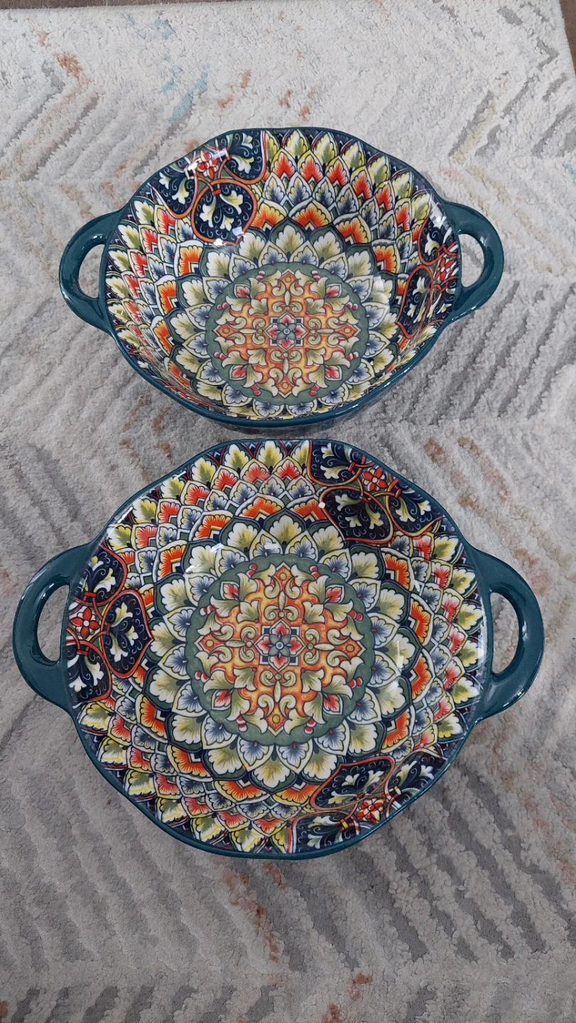 2pcs Ceramic Serving Bowls, Green - photo 4
