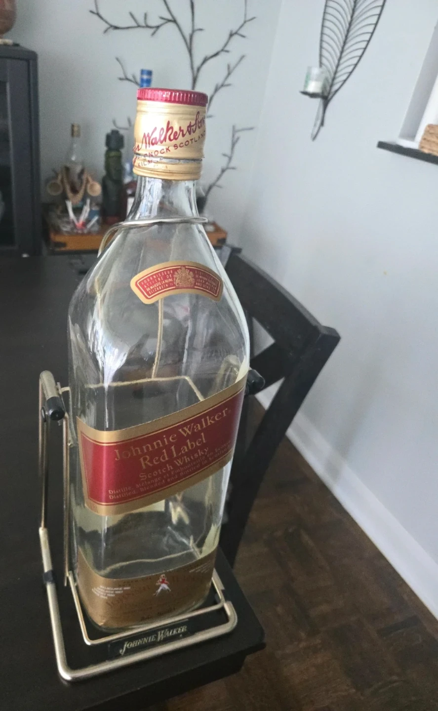 Vintage Johnnie Walker Red Label Bottle Swinging Stand