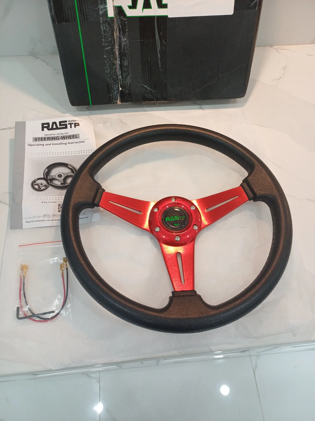 RASTP 13.8 Inch Steering Wheel - Red - photo 5