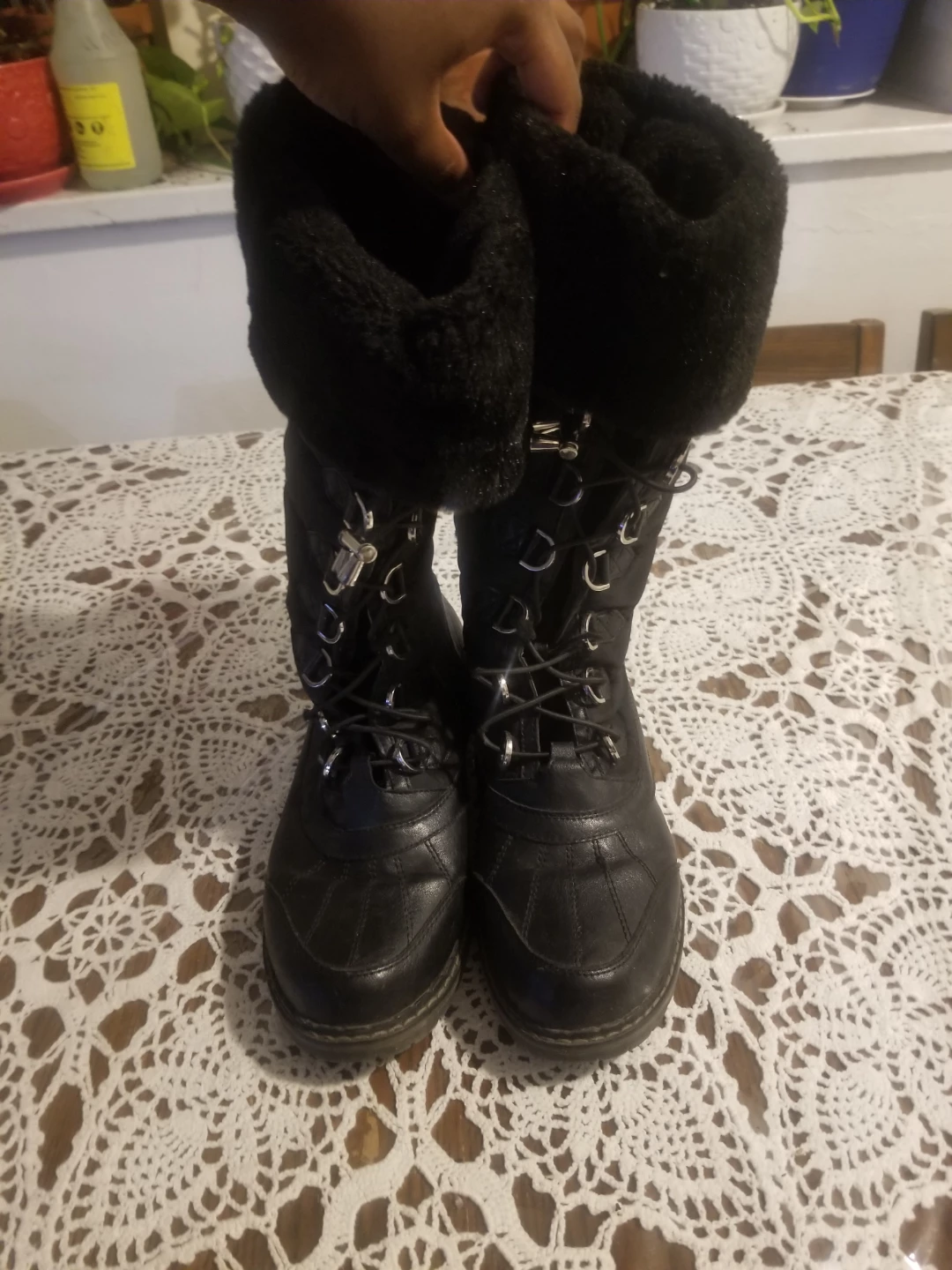 Fur Insulated Black Winter Boots Size 10