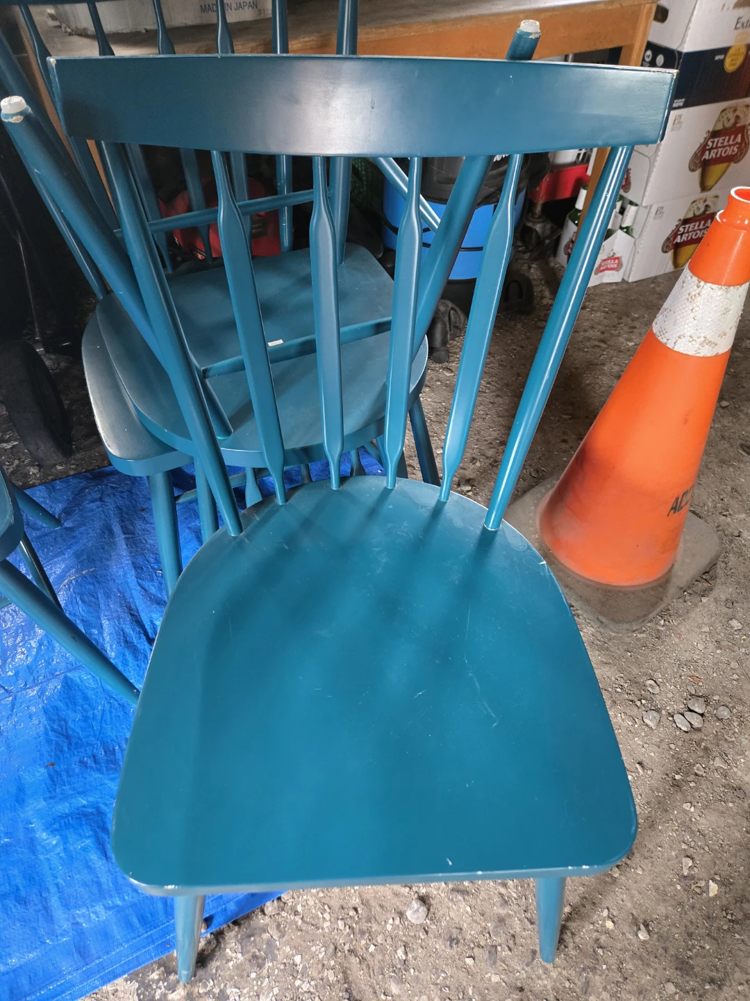 Set of 4 Teal Windsor-Style Dining Chairs - photo 5