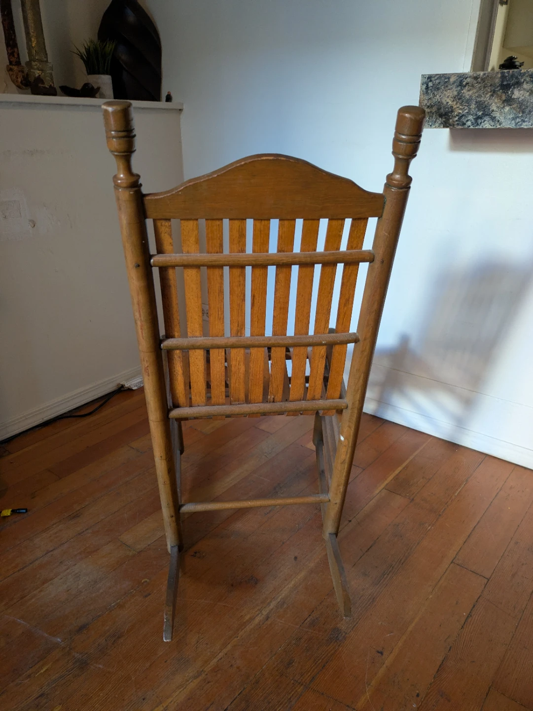 Vintage Wooden Slat Rocking Chair - photo 3