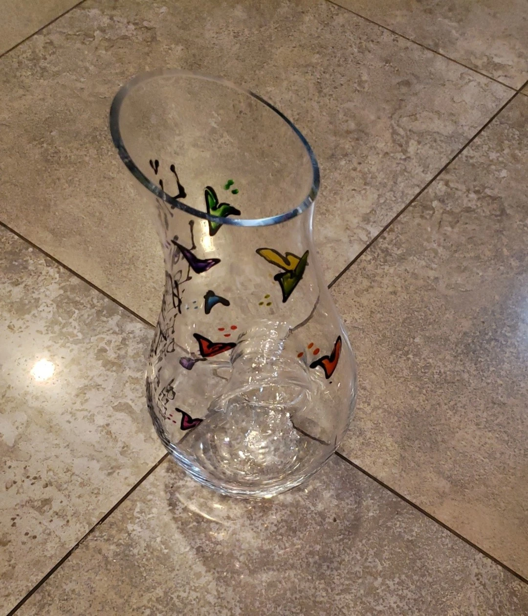 Hand Painted Decanter with 5 Glassware.