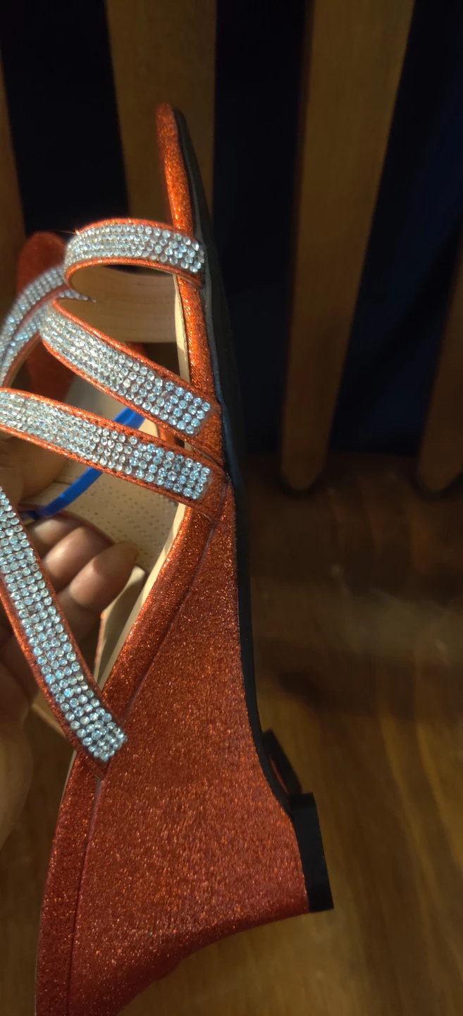 Orange Glitter Wedge Sandals Size 10 - photo 2
