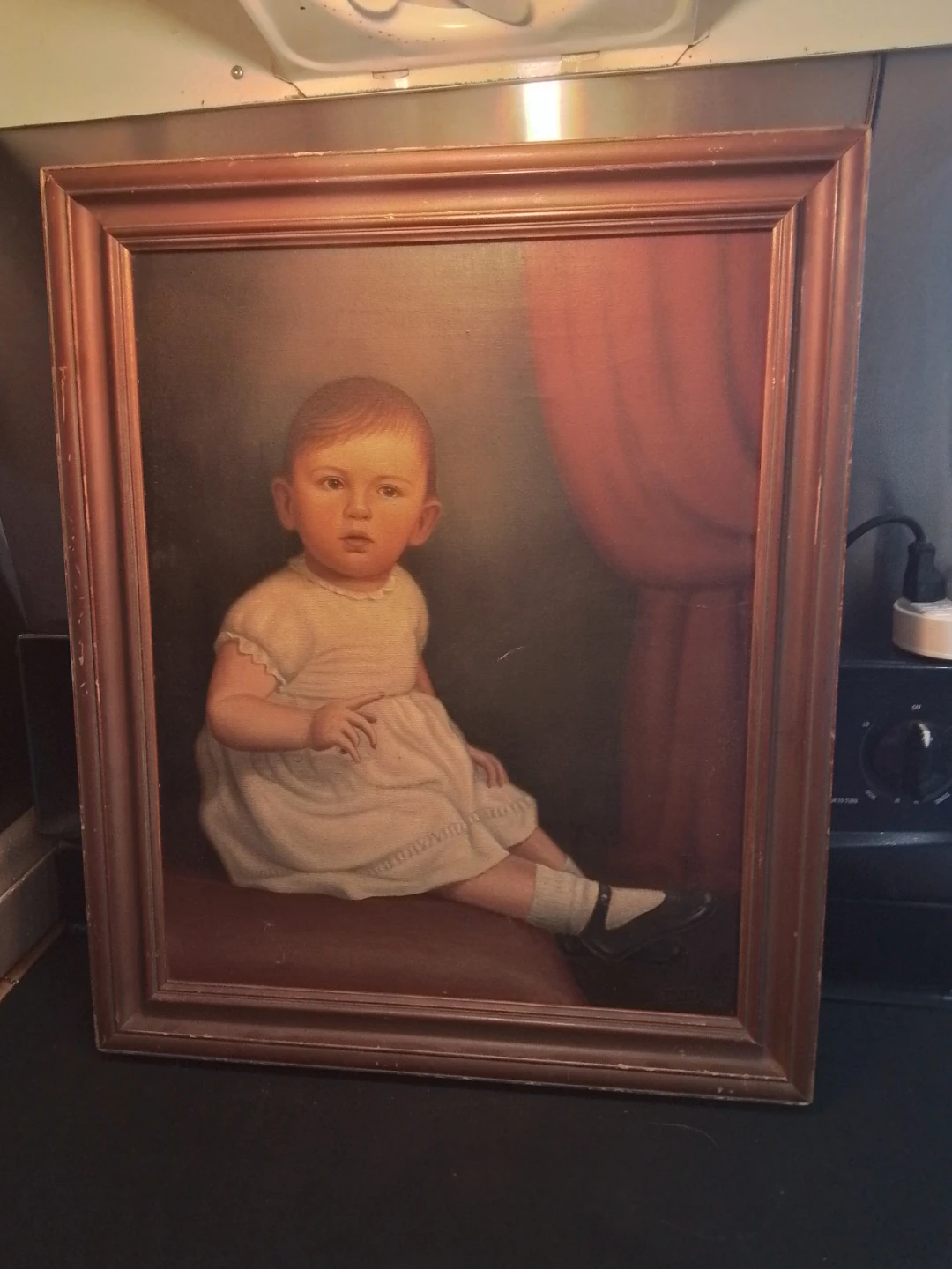 Antique 1932 American Folk Art Style Child Portrait