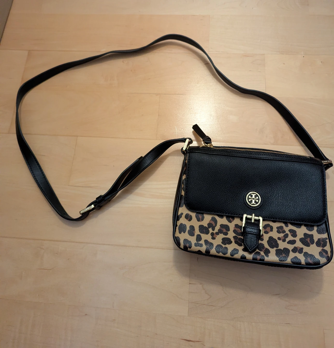Tory Burch Leopard and Black Crossbody Bag