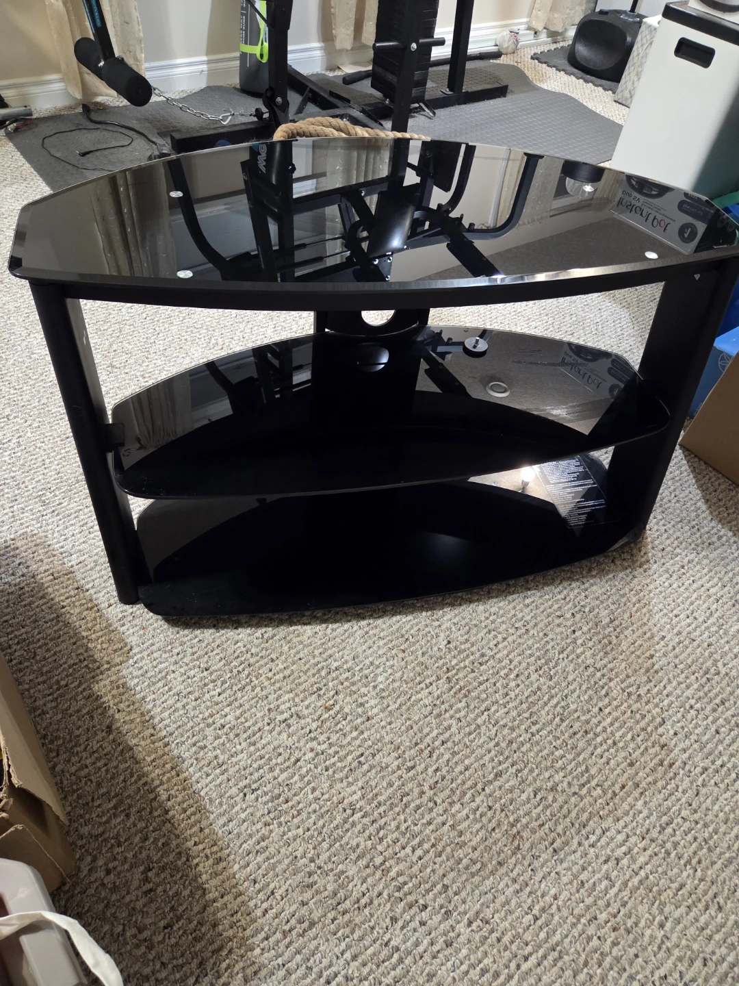 Black glass TV stand