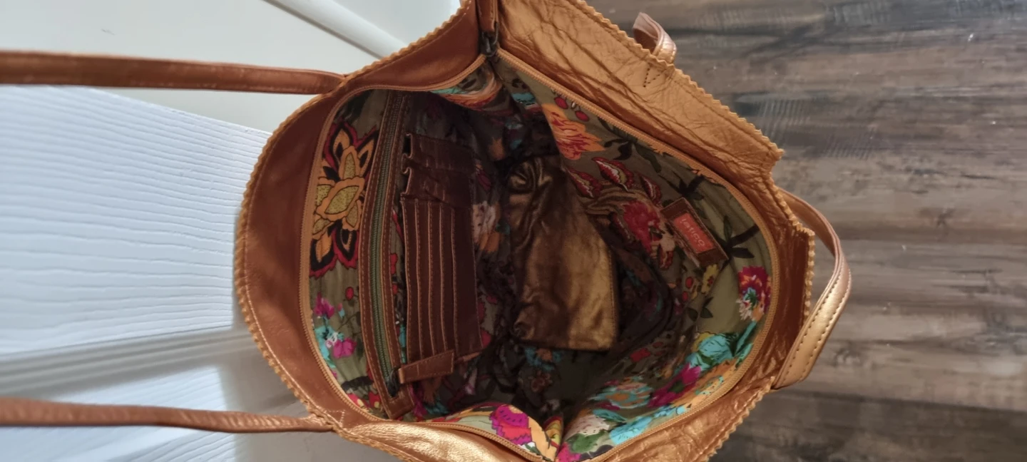 Latico metallic bronze tote with matching pouch - photo 2