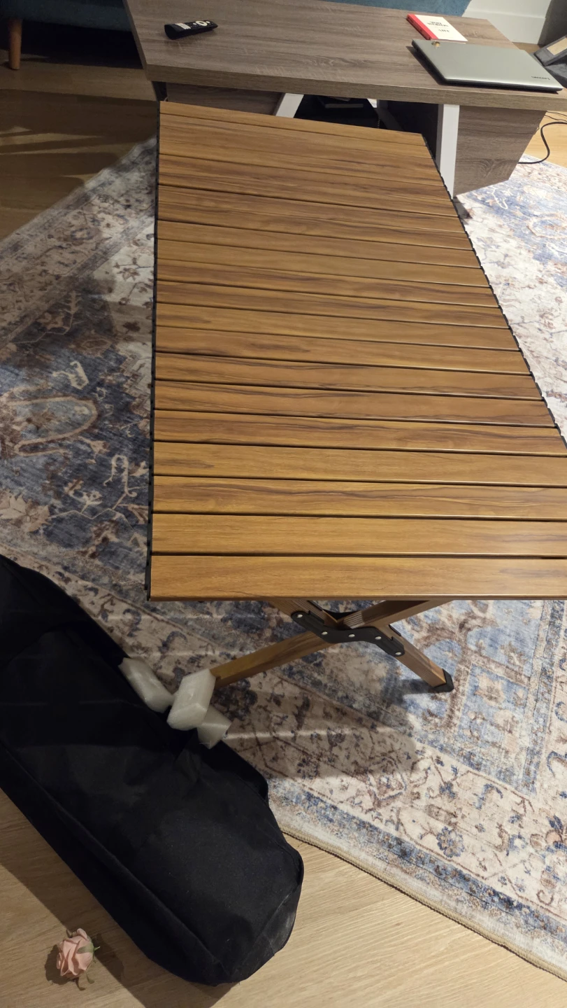 Wooden Roll-Top Camping Table with Carry Bag - photo 2