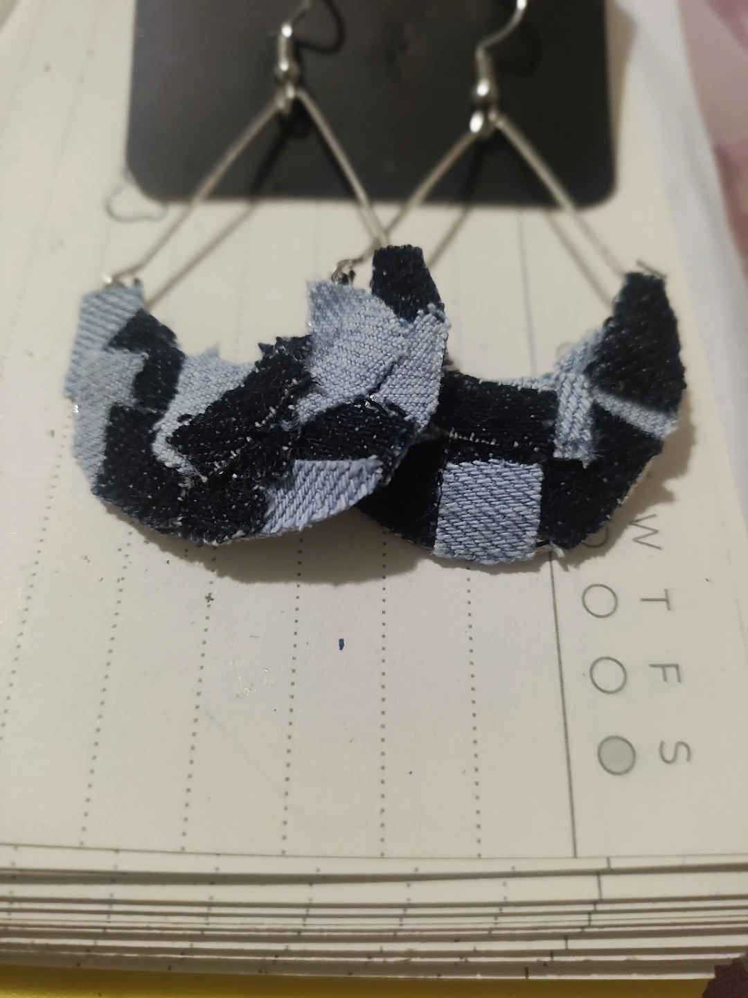 🏈Custom Denim Patchwork Teardrop Earrings New