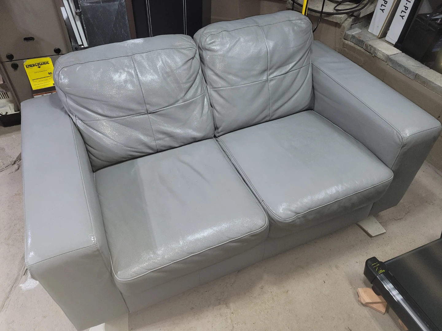 Grey Leather Loveseat - photo 3