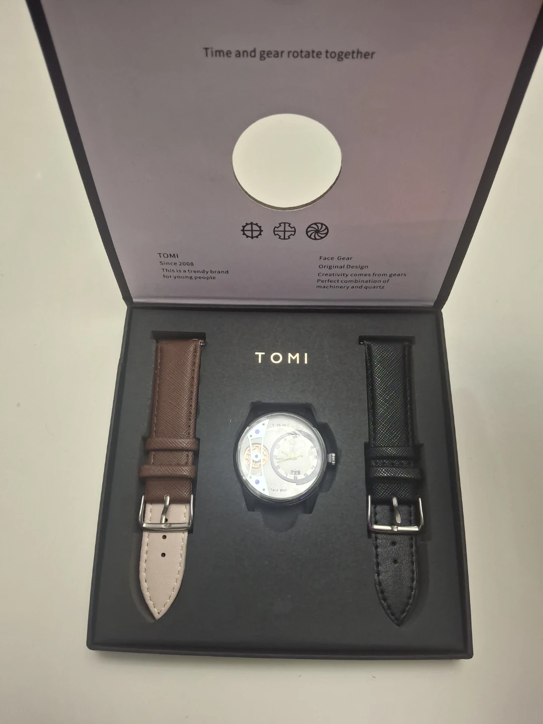 Tomi Face Gear Watch with Two Straps - photo 5
