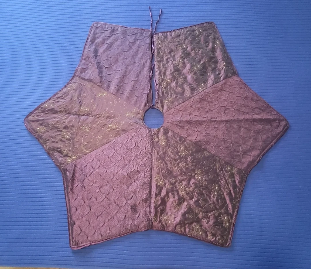 Rich Plum Embroidered Christmas Tree Skirt #2