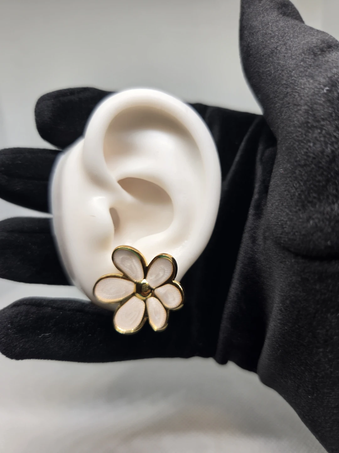 Creamy Cat Eye Flower Earrings, Stainless Steel