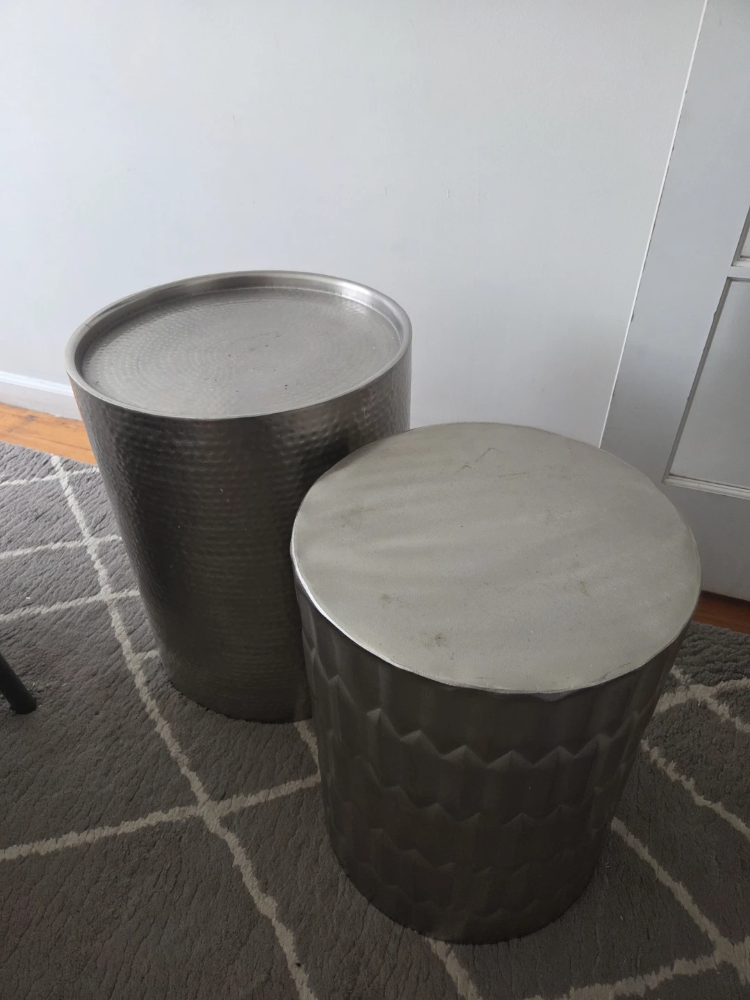 Two Metal Cylinder Side Tables - photo 2