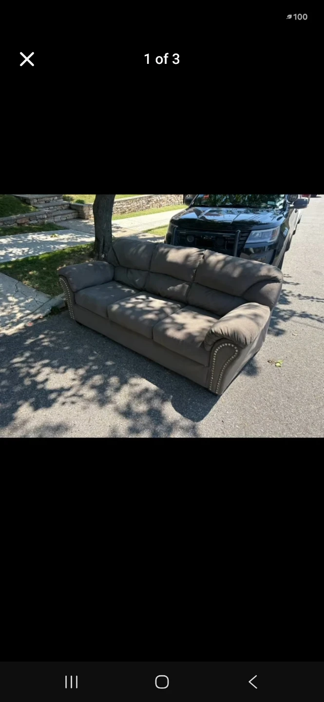 Gray Three-Seater Sofa
