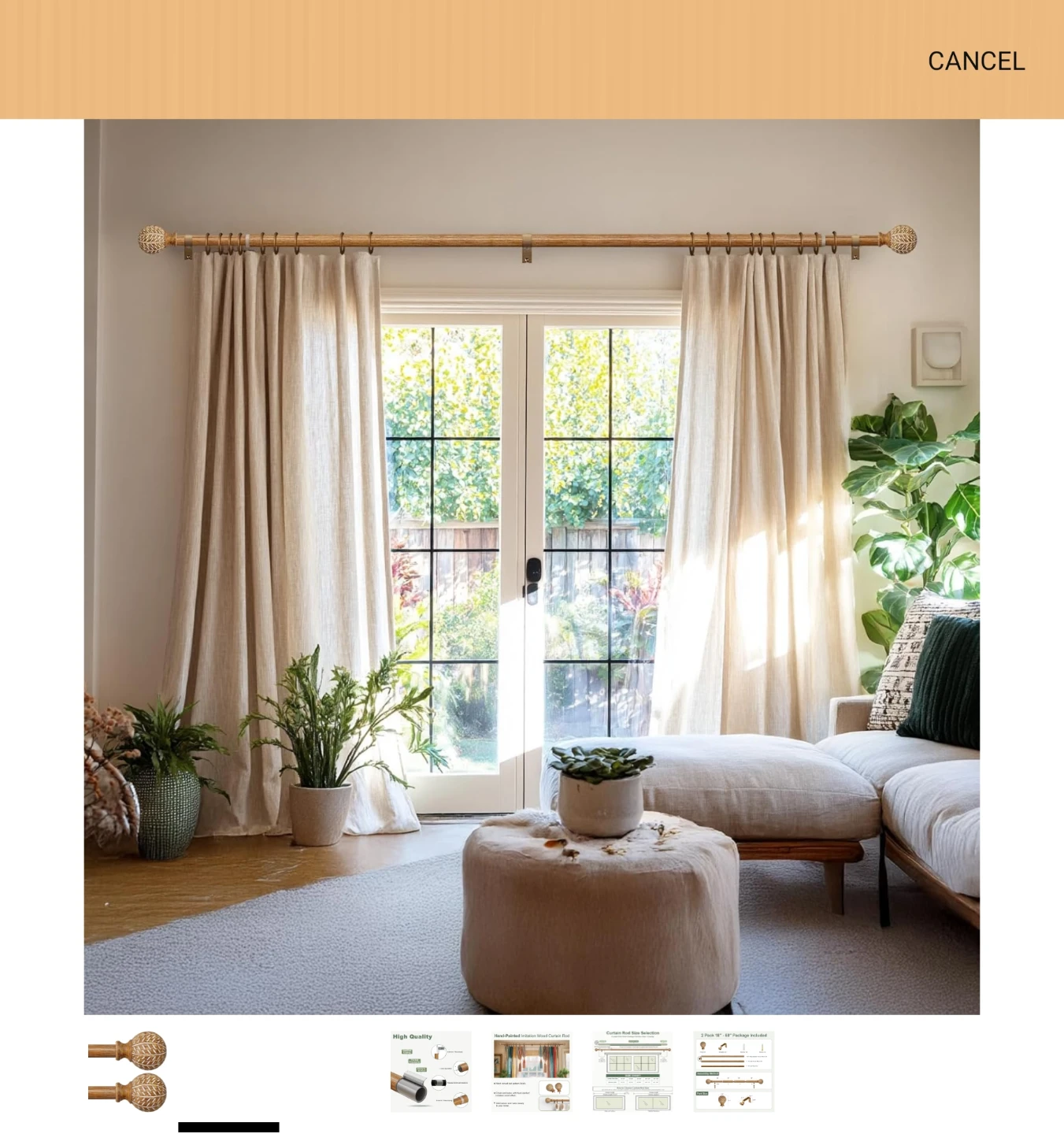 Hand-Painted Imitation Wood Curtain Rods - photo 2
