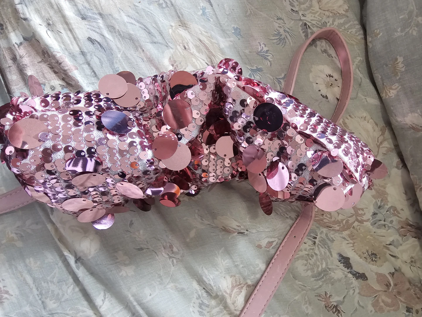 Pink Sequined Shoulder Bag