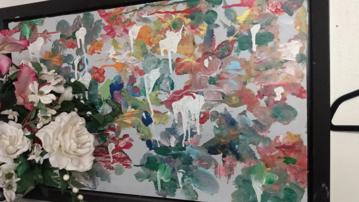 Abstract Painted Wall Art with Black Frame