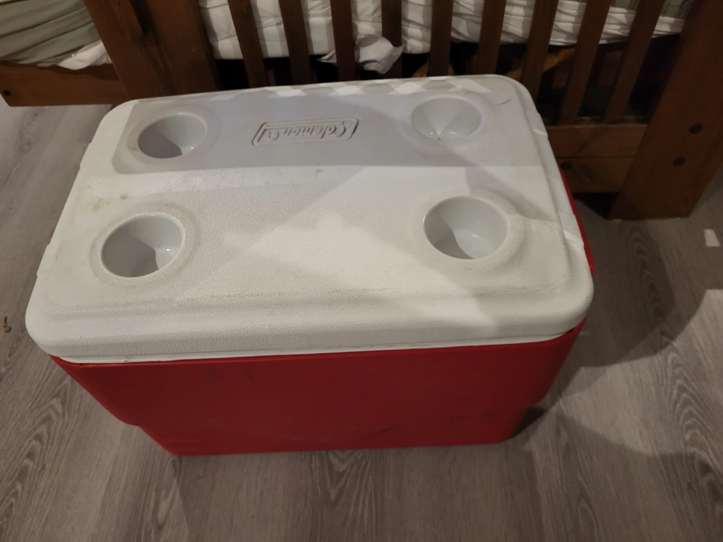 Coleman Red and White Cooler