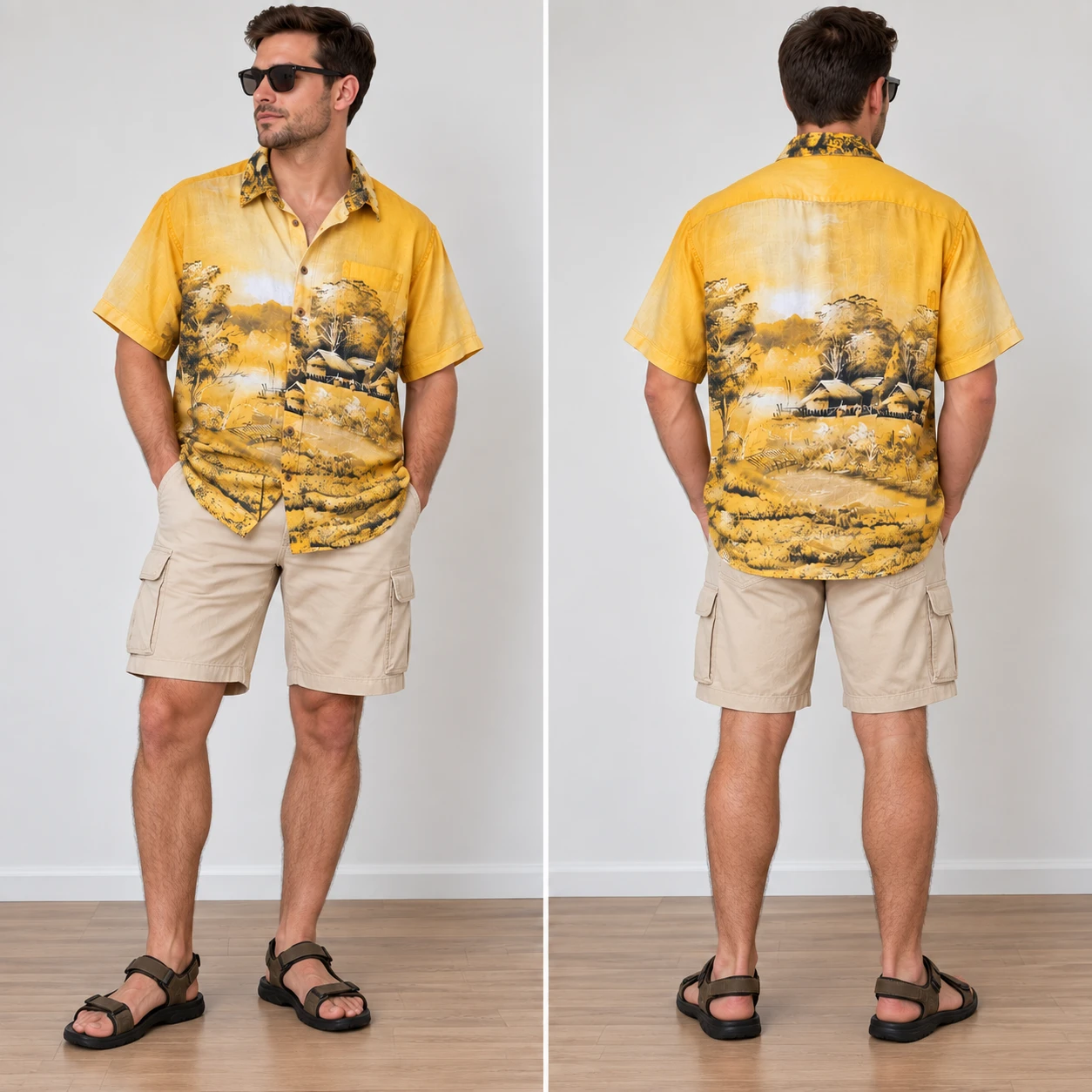 Size L Lucky Brand Island-Vibe Linen Shirt Yellow