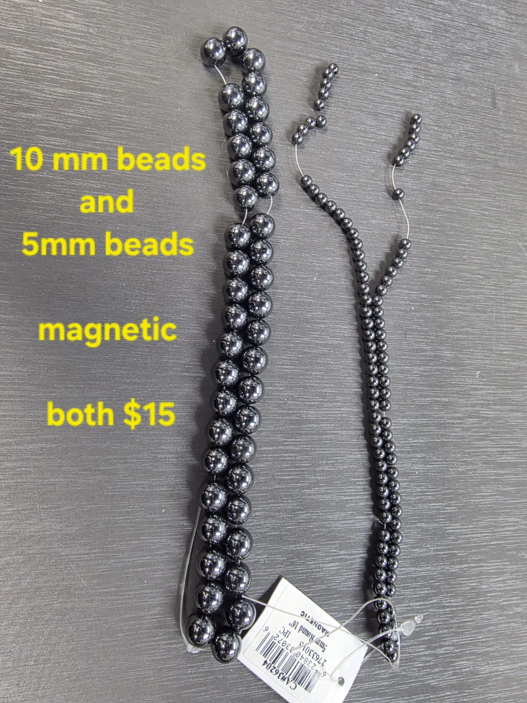 Magnetic hematite beads 10mm and 5mm