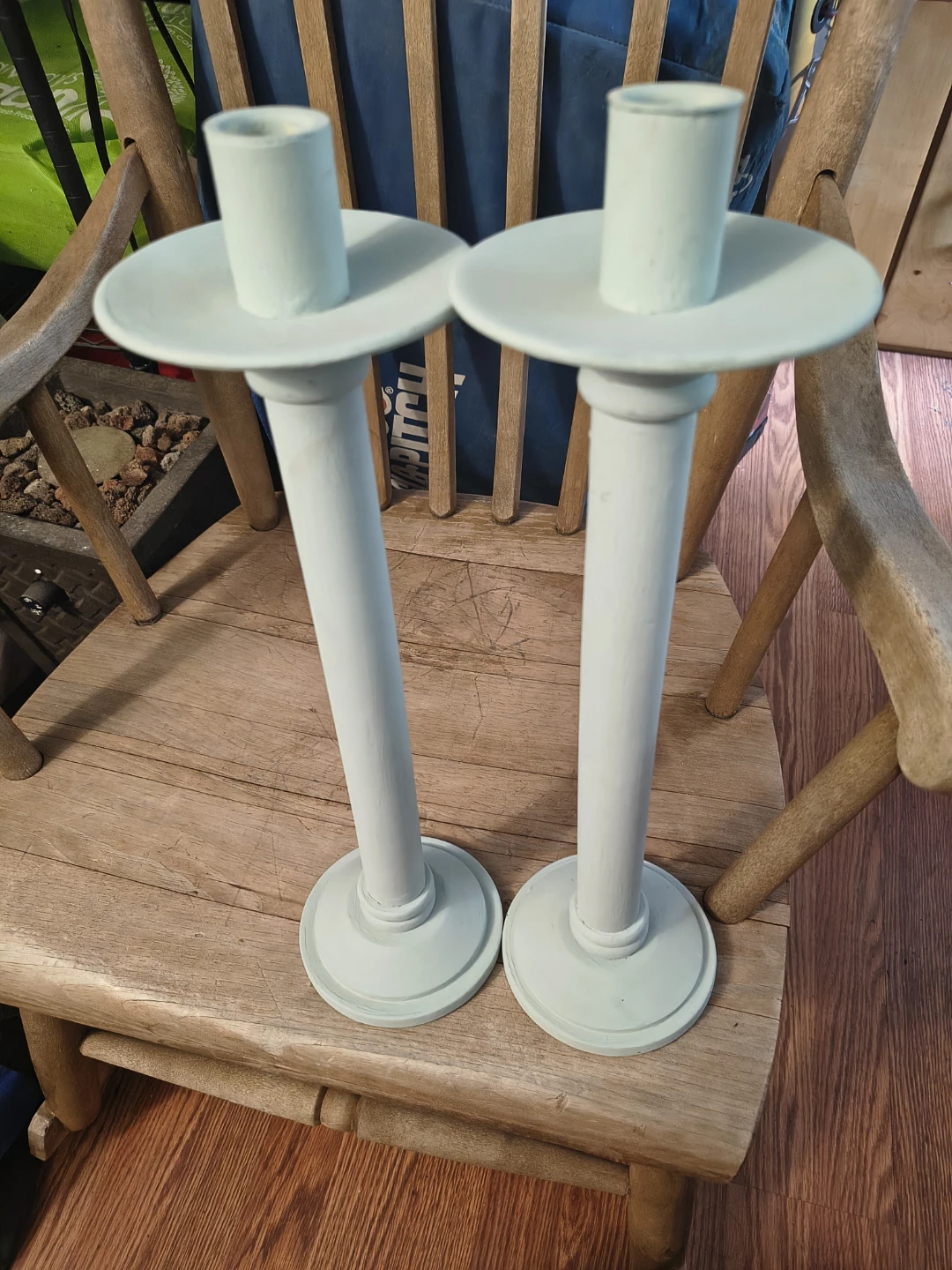 Crate & Barrel Homemade Wooden Candlestick holders (Set of 2)