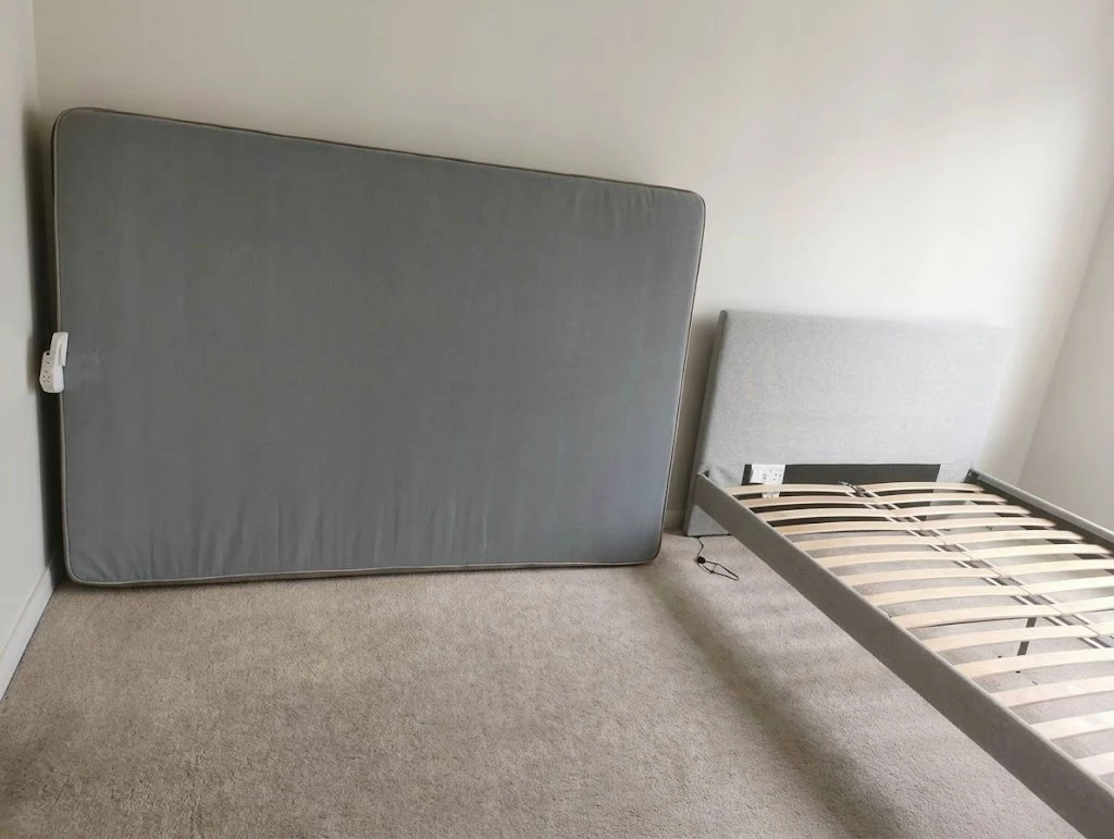 Grey Upholstered Bed Frame and Mattress - photo 3