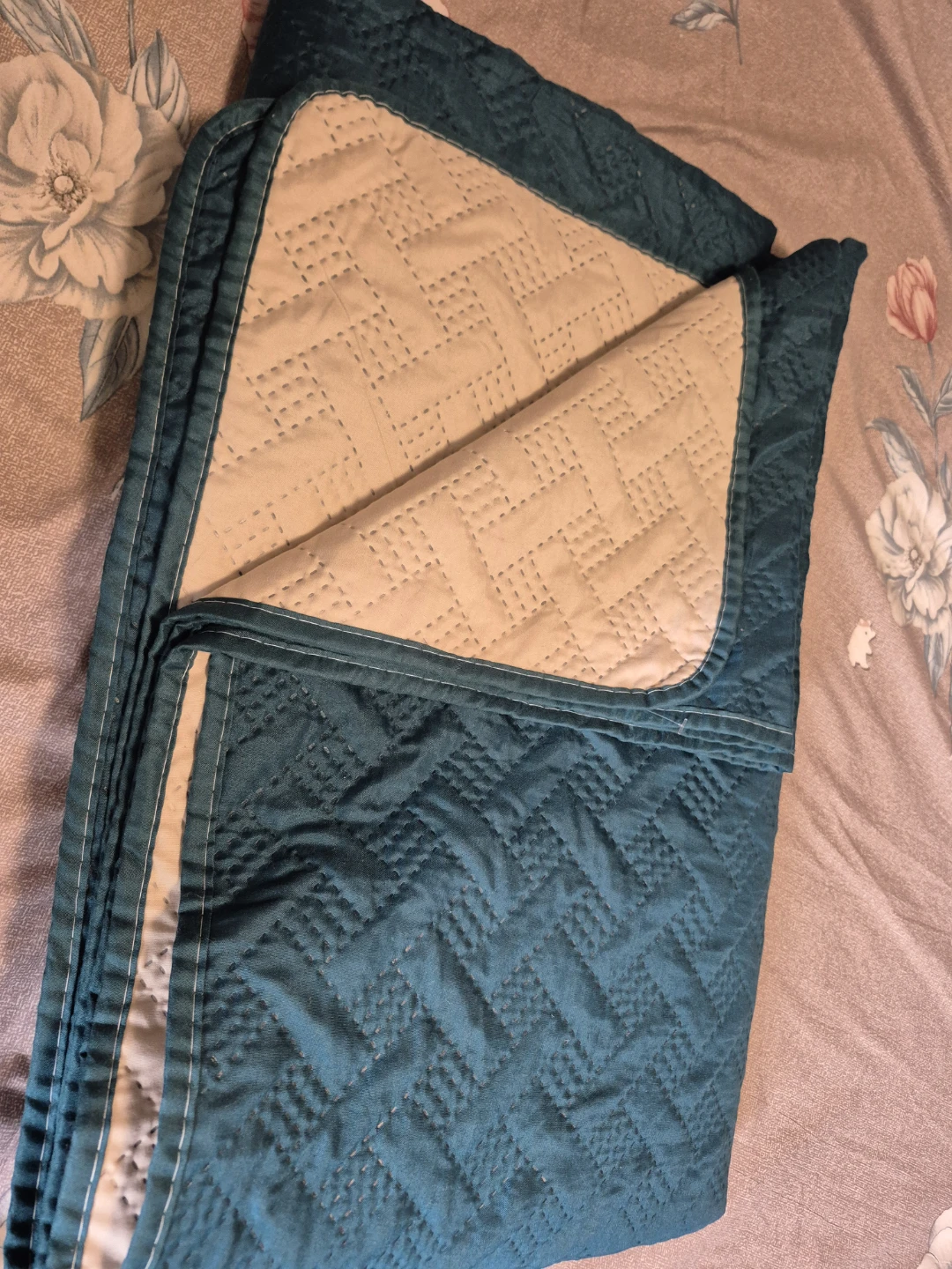 Teal Quilted Bed Throw - photo 2