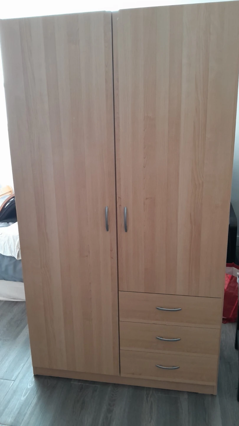 Light Wood Wardrobe with Drawers