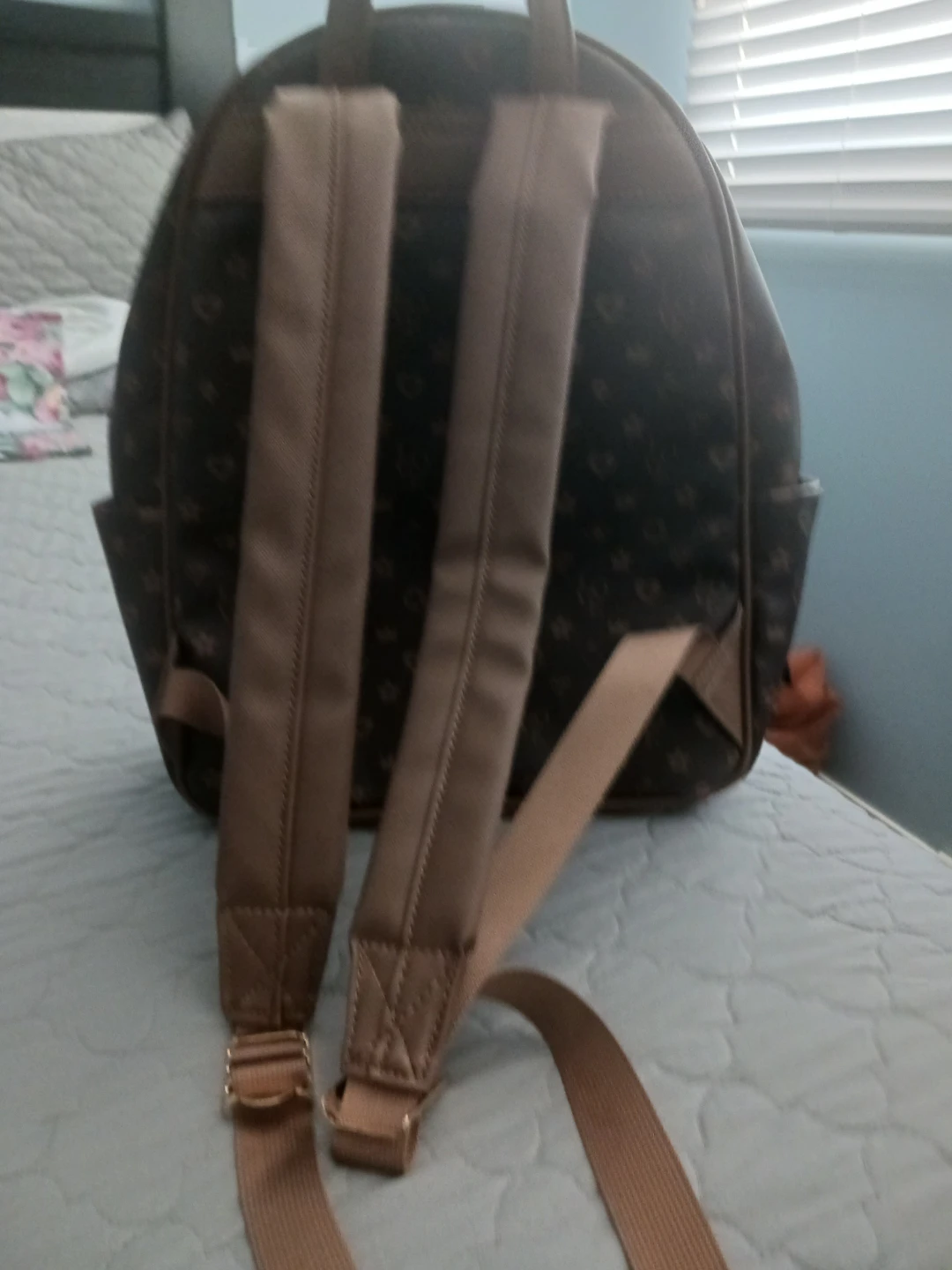 Brown Patterned Backpack with Stripe Detail - photo 3