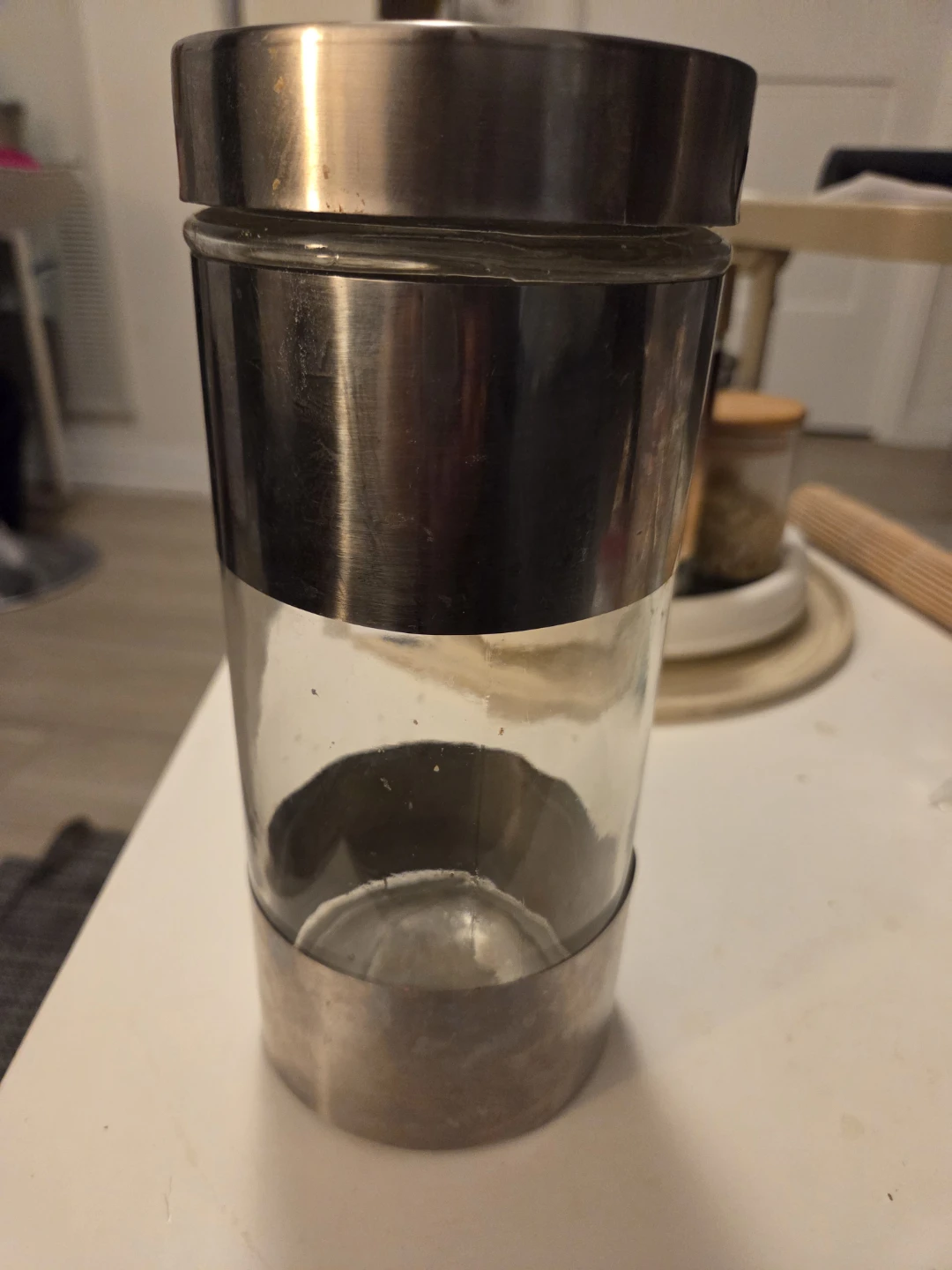 Glass storage canister with stainless steel accents - photo 2